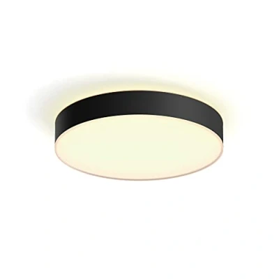 Abbildung von Philips Hue White Ambiance Enrave Deckenleuchte L schwarz 3300lm inkl. Dimmschalter, dimmbar, alle Weißschattierungen, steuerbar via App, kompatibel mit Amazon Alexa (Echo, Echo Dot)