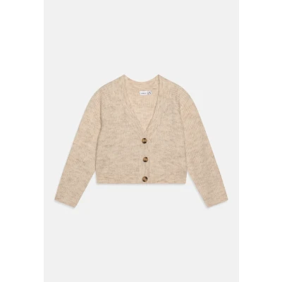 Abbildung von Name it Nkfholly BOXY Short Strickjacke für Kinder, Größe: 134/140, Beige