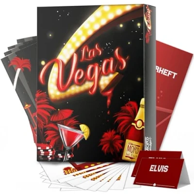 Abbildung von Mord bei Tisch Krimidinner für Zuhause 5 bis 7 Personen Der Las Vegas Fall Das Krimi Spiel ab 16 Jahren Ideal als Dinner eine mörderische Dinnerparty