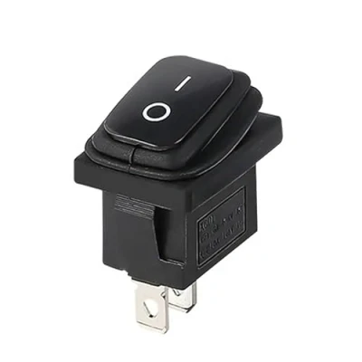 Abbildung von Wasserdichter IP65 Mini Kippschalter, Geräteschalter 250V 6A, 125V 10A AC, KCD1 (6V 9V 12V 24V AC/DC), schwarz rechteckig 19 x 13 mm, 2 polig EIN/AUS