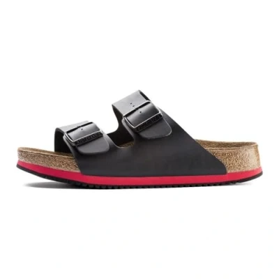 Abbildung von BIRKENSTOCK Sandale Arizona Superlauf, Birko Flor, schwarz/rot, normal, Größe 40 230114 (Pantolette Schuh Halbschuh Latsche Zweischnaller Berufsschuh Schuhe Birki Slipper Pantoffel)