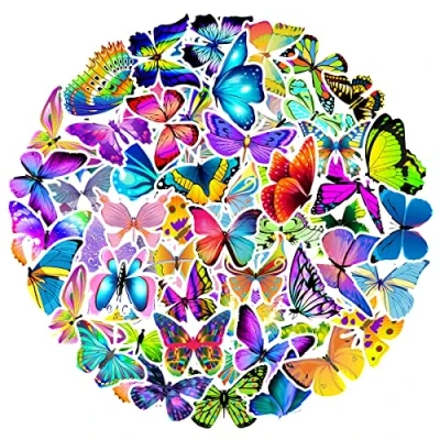Abbildung von MARSFORCE Schmetterling Aufkleber, Butterfly Wasserdicht Vinyl Stickers für Laptop Wasserflaschen Skateboard Gepäck Fahrrad Gitarre PS4 Koffer Tagesbuch Scrapbook Handy Pad [50 Stück]