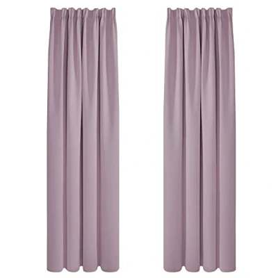 Abbildung von Deconovo Gardine Blickdicht Verdunkelungsvorhänge Dicke Thermovorhänge mit Kräuselband, 245x140cm(HöhexBreite), Hellpink, 2er Set