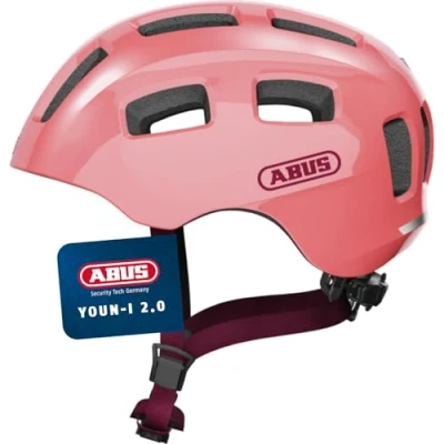 Abbildung von ABUS Fahrradhelm Youn I 2.0 mit Licht für Kinder, Jugendliche und junge Erwachsene Mädels Jungs Koralle, Größe M