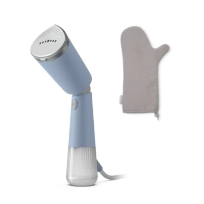 Abbildung von Philips Dampfglätter 5000 Serie 35 Sekunden Aufheizen, aktiv beheizte Dampfplatte, Eco Modus, für empfindliche Textilien, dampft vertikal &amp; horizontal, Handschuh Beutel, himmelblau (STH5020/20)