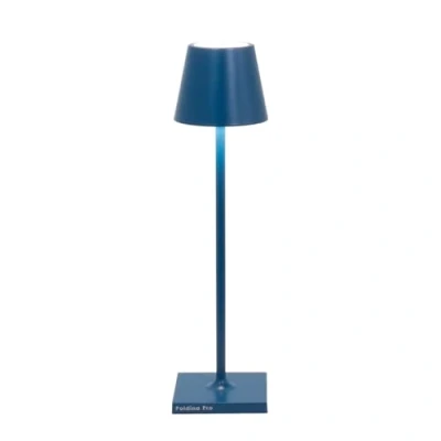 Abbildung von Zafferano, Poldina Micro Lampe, Kabellose, Wiederaufladbare Tischlampe mit Touch Control, Geeignet für Wohnzimmer und Außenbereich, Dimmer, 2200 3000 K, Höhe 27,5 cm, Farbe Capriblau