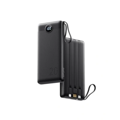 Abbildung von VRURC Powerbank 20000mAh mit Kabel USB C Power Bank Schnelles Aufladen 22.5W Tragbares Ladegerät Fast Charging LED Display Externer Handyakkus Kompatibel iPhone, Huawei, Samsung usw