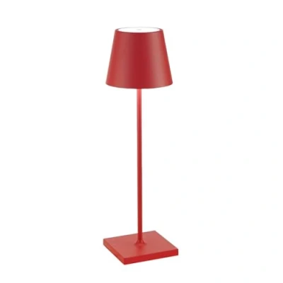 Abbildung von Zafferano, Poldina Pro Lampe, Kabellose, Wiederaufladbare Tischlampe mit Touch Control, Auch für den Außenbereich Geeignet, Dimmer, 2200 3000 K, Höhe 38 cm, Farbe Rot