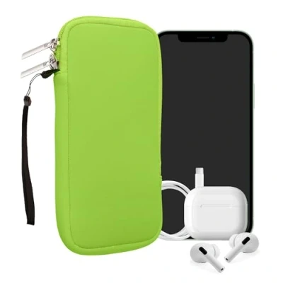 Abbildung von kwmobile Handytasche für Smartphones XXL 7&quot; Neopren Handy Hülle Neon Grün Tasche 17,7 x 8,5 cm Innenmaße