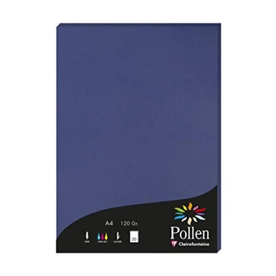 Abbildung von Clairefontaine 4284C Packung mit 50 Karten Pollen 120g, DIN A4, 21 x 29,7cm, Königsblau