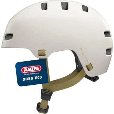 Abbildung von ABUS Fahrradhelm XOXO ECO Cityhelm im Skater Look Helm für Skateboard, Fahrrad, Scooter alle Komponenten teilweise oder komplett recycelt Jugendliche und Erwachsene Größe S, Taupe