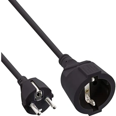 Abbildung von InLine® Strom Verlängerung Schutzkontakt Stecker/Buchse, schwarz, 1,5m