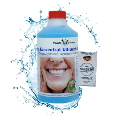 Abbildung von Dental Konzentrat Ultraschallreiniger Entfernung von Belägen und Verfärbungen für Gebisse, Prothesen, Zahnersatz &amp; Zahnspangen 500ml