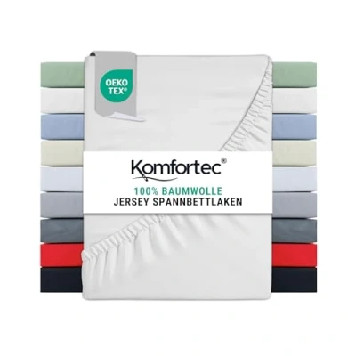 Abbildung von Komfortec Jersey Spannbettlaken 180x200 cm, 100% Baumwolle, Rot