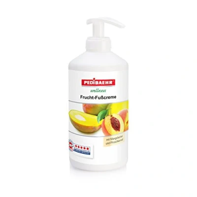 Abbildung von Pedibaehr Fußbalsam mit Mangobutter und Pfirsichkernöl, Fußpflege für alle Hauttypen, 500 ml, Spender