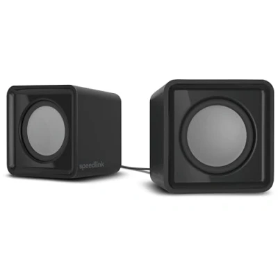 Abbildung von Speedlink TWOXO Stereo PC Speaker aktive Lautsprecher mit 3,5mm Klinkenstecker, kleine Boxen für Desktop, Notebook, Laptop, schwarz