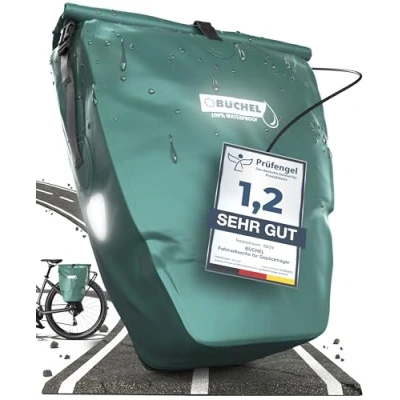Abbildung von Büchel Fahrradtasche für Gepäckträger, 25.4 L 100% Wasserdicht, mit Tragegriff und Schultergurt, gepäckträgertasche, fahrrad taschen hinten