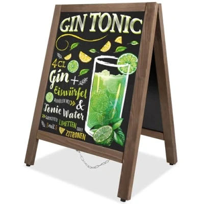 Abbildung von VAIIGO Kundenstopper Werbetafel Gehwegaufsteller Aufsteller 65 x 43 cm Kreidetafel Magnetische Holztafel Restaurant Tafel Plakatständer