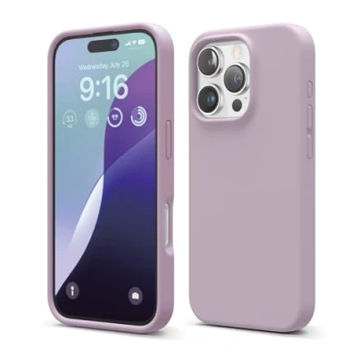 Abbildung von elago Premium Liquid Silikon Hülle Kompatibel mit iPhone 16 Pro Hülle, Ganzkörper Handyhülle, Stoßfest, Schlanke Kratzfester weicher Mikrofaser Innenfutter, 6.3 Zoll (Sanftes Lila)