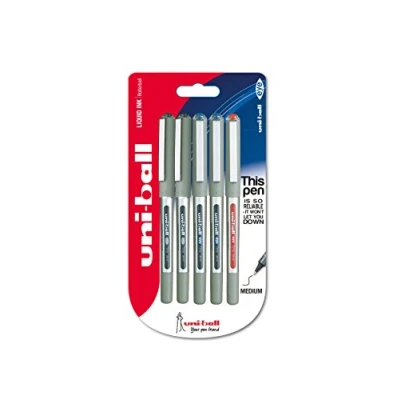 Abbildung von UB 157 Eye Fine Kugelschreiber, schwarze/blaue/rote Uni Super Tinte, 0,7 mm Spitze, 5 Stück