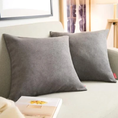Abbildung von Blumtal 2er Set Kissenbezug 30x50 grau kuschelige Chenille Kissenbezüge mit verstecktem Reißverschluss, Oekotex Zertifizierte Kissenhülle für Deko Kissen Sofakissen Polster &amp; Zierkissen