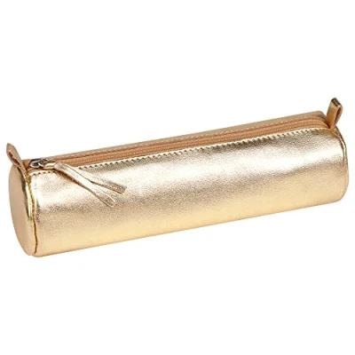 Abbildung von Clairefontaine 8692C Schlampermäppchen (mit Perlmutt Effekt rund, 5,5 x 22cm, praktisch und robust, aus Leder) 1 Stück gold
