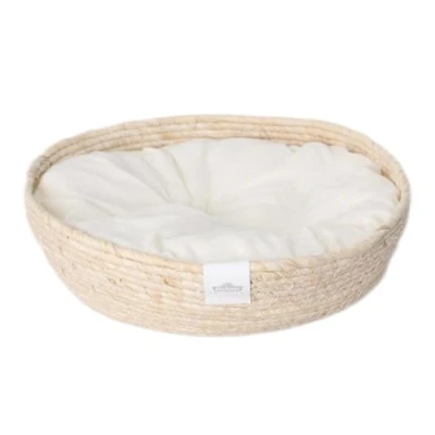 Abbildung von Dehner Premium Lovely Kuschelbett Guter Schlaf, Ø 45 cm, Höhe 13 Naturmaterial/Plüsch, weiß/beige