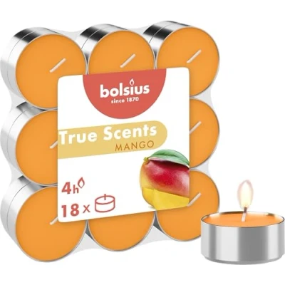 Abbildung von Bolsius True Scents 18 Teelichter Mango Brenndauer: 4 Stunden Innendekoration natürliche Extrakte mit natürlichem veganem Wachs