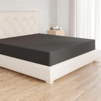 Abbildung von Amazon Basics Spannbettlaken, 200 x 30 cm, Mikrofaser, Spannbetttuch Matratzenhöhe bis Schwarz