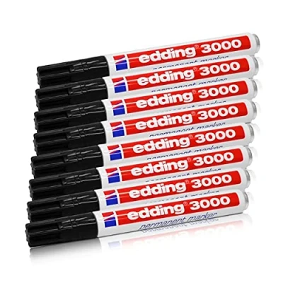 Abbildung von Edding Permanentmarker 8x EDD 3000, schwarz, 1,5 3 mm, nachfüllbar, 8er Pack