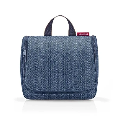 Abbildung von reisenthel Toiletbag Praktische Kulturtasche mit Haken, wasserabweisendes Material Herrinbone dark blue