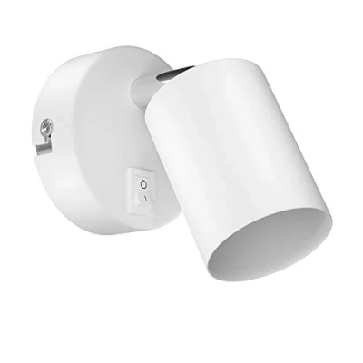Abbildung von ledscom.de Wandleuchte WAIKA, Schalter, weiß matt, rund, 1x GU10 max. 60W, Wandleuchte, Wandlampe, Wandspot, Leseleuchte, Leselampe, Bettleuchte, Bettlampe, Nachttischleuchte, Leselicht