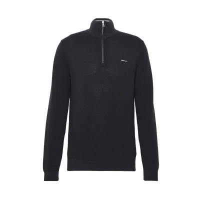 Abbildung von GANT Herren Cotton Pique Halfzip Pullover, Evening Blue, M EU