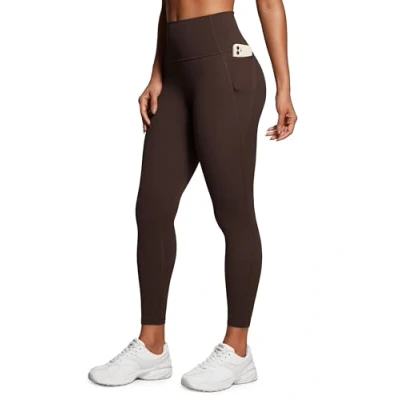 Abbildung von CRZ Yoga Butterluxe Damen High Waist Sport Leggings Blickdicht Soft Hosen Gym Workout Leggins mit Tasche 64cm Heißes Fudge Brown 36