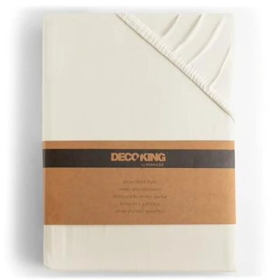 Abbildung von DecoKing Spannbettlaken 80x200 90x200 cm 100% gekämmte Baumwolle Ecru Spannbetttücher Jersey Boxspringbett Amber 80 x 200 90