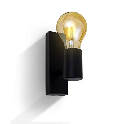 Abbildung von B.K.Licht Wandleuchte Innen schwenkbar, E27 Fassung, max. 60 Watt, Wandlampe innen, Wandstrahler, Wandlicht, Wandbeleuchtung, Schlafzimmer, Flurlampe, Wall Light, Retro, 16,5x5x11 cm, Schwarz