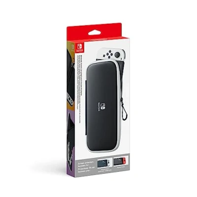 Abbildung von Nintendo Switch Tasche &amp; Schutzfolie Schwarz/Weiß