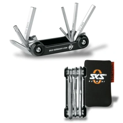 Abbildung von SKS GERMANY TOM 7 Multitool (7 in 1 Minitool für Fahrräder, rostfreier Werkzeugstahl, kompakt und leicht unterwegs, 88 g, inkl. Aufbewahrungstasche), Schwarz
