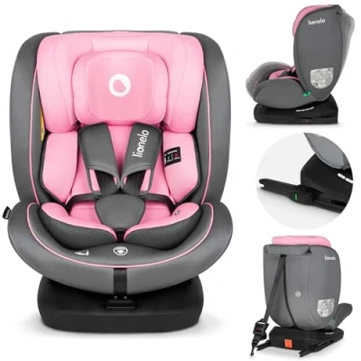Abbildung von LIONELO Bastiaan i Size Kindersitz ab Geburt 0 36 kg Isofix Top Tether 360 Grad drehbar Rückwärts Vorwärts Seitenschutz 5 Punkt Sicherheitsgurte Dri Seat (Schwarz Rot)