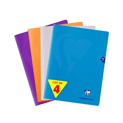Abbildung von Clairefontaine 293362AMZ Set mit 4 Heften Mimesys, 48 Blatt, DIN A4+, 24 x 32cm, 90g, kariert, 1 Set, farbig sortiert