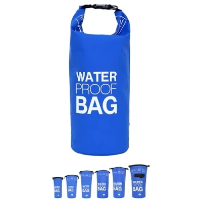 Abbildung von DonDon Dry Bag wasserdichte Tasche 2l, 5l, 10l, 15l, 20l, 30l Pack Sack Beutel mit Schultergurt blau 30 Liter
