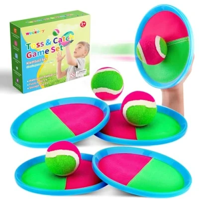 Abbildung von Weokeey Klettballspiel für Kinder Klettball Strandspielzeug Wasserdicht Klettspiel Wurf Spiel Kinderspiele Outdoor Spielzeug ab 3 4 5 6 7 Jahre Junge Mädche Ballspiele Draußen Garten