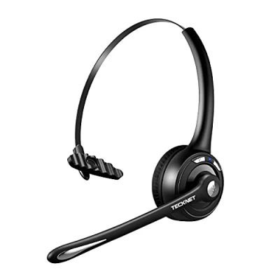 Abbildung von TECKNET Bluetooth Headset mit Mikrofon, kabelloses PC Headset, Rauschunterdrückung und Freisprechen Chat für Computer, Callcenter, Telefonkonferenzen, Super Leicht, Ultra Komfort
