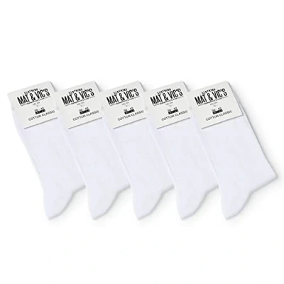 Abbildung von 5 Paar Socken von Mat &amp; Vic&#039;s für Sie und Ihn Cotton classic Socks, gekämmte Baumwolle, ohne drückende Naht, Komfortbund, OEKO TEX Standard 100, Weiß, 39 42