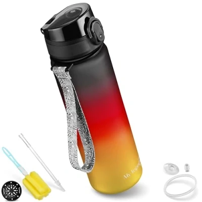 Abbildung von My Vesperbox Minny Kinder Trinkflasche auslaufsicher 750ml mit Strohhalm oder Sieb leichte Tritan Wasserflasche BPA frei für Kindergarten, Schule (Deutschland 750ml)