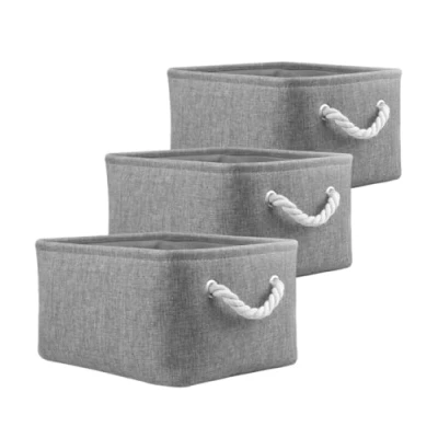 Abbildung von Mangata Aufbewahrungsboxen aus Stoff, Aufbewahrungskörbe, Organizer für die Home Office Schule, Regale, Schränke, Spielzeug und mehr, 3er Pack (Grau, Klein)