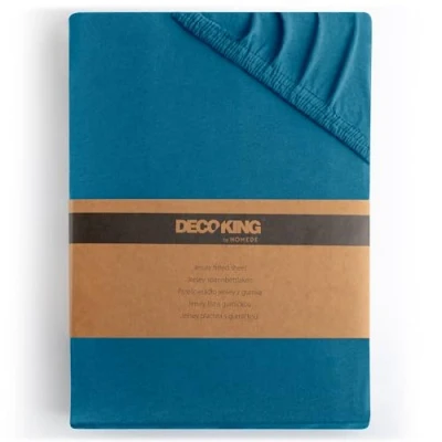 Abbildung von DecoKing Spannbettlaken 100x200 120x200 cm 100% gekämmte Baumwolle Blau Spannbetttücher Jersey Boxspringbett Amber 100 x 200 120
