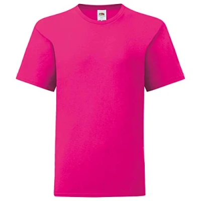 Abbildung von Fruit of the Loom Kids Iconic T Shirt Größe 104 164, Farbe:Fuchsia, Größe:128