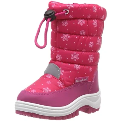 Abbildung von Playshoes Unisex Kinder gefütterte Winterstiefel, warme Schneestiefel mit Innenfutter und griffiger Profilsohle, Schneeflocken Muster gepunktet