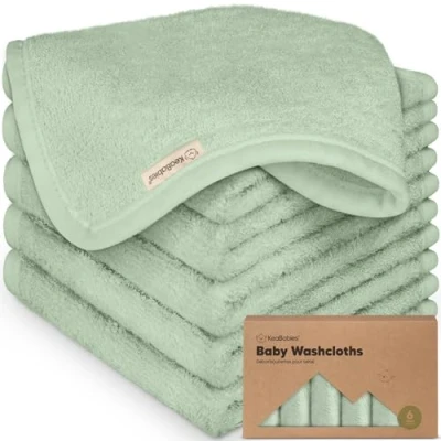 Abbildung von 6 Pack Baby Waschlappen Bio Bambus Weich, Babywaschlappenen für Babys, Kinder, Handtücher, Moltontücher Waschlappen, Handtuch Baby, Gesichtstücher (Pistachio)